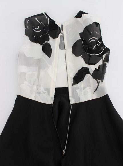 Dolce & Gabbana Black White Floral Silk Sheath Gown Dress - Ellie Belle