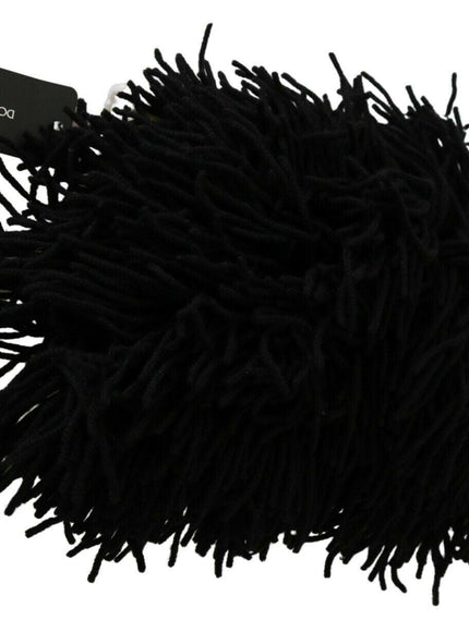 Dolce & Gabbana Black White Knitted Cashmere Animal Design Hat