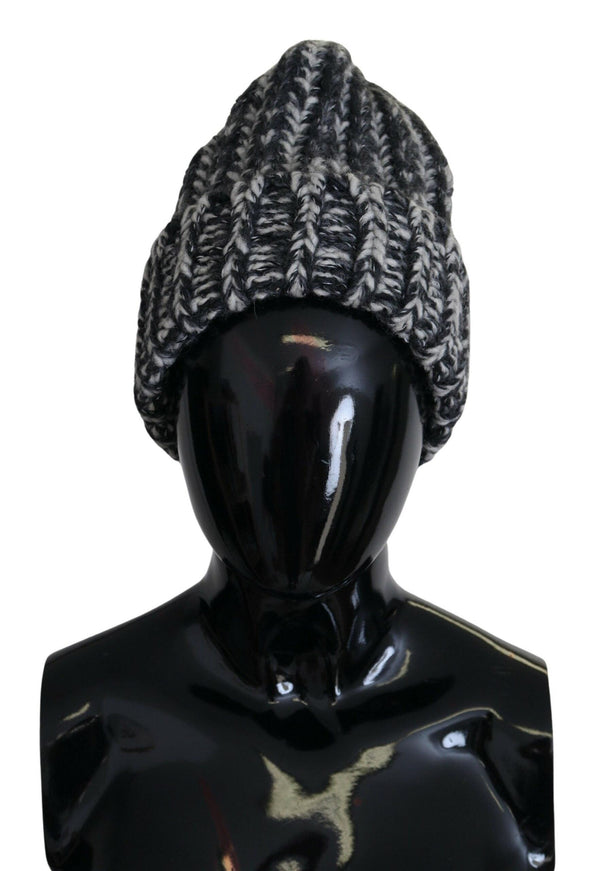 Dolce & Gabbana Black White Knitted Women Winter Beanie Cap Hat - Ellie Belle