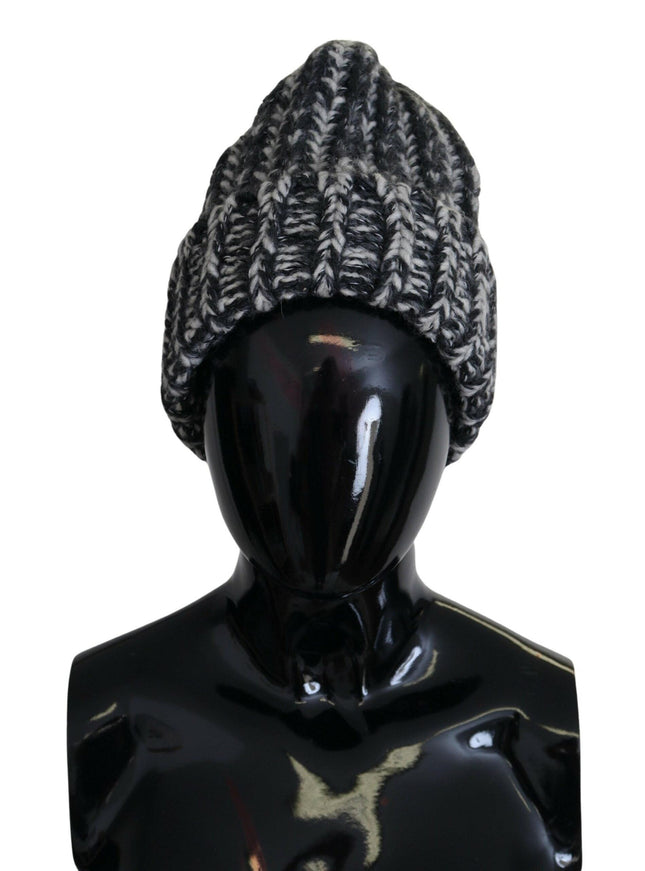 Dolce & Gabbana Black White Knitted Women Winter Beanie Cap Hat - Ellie Belle