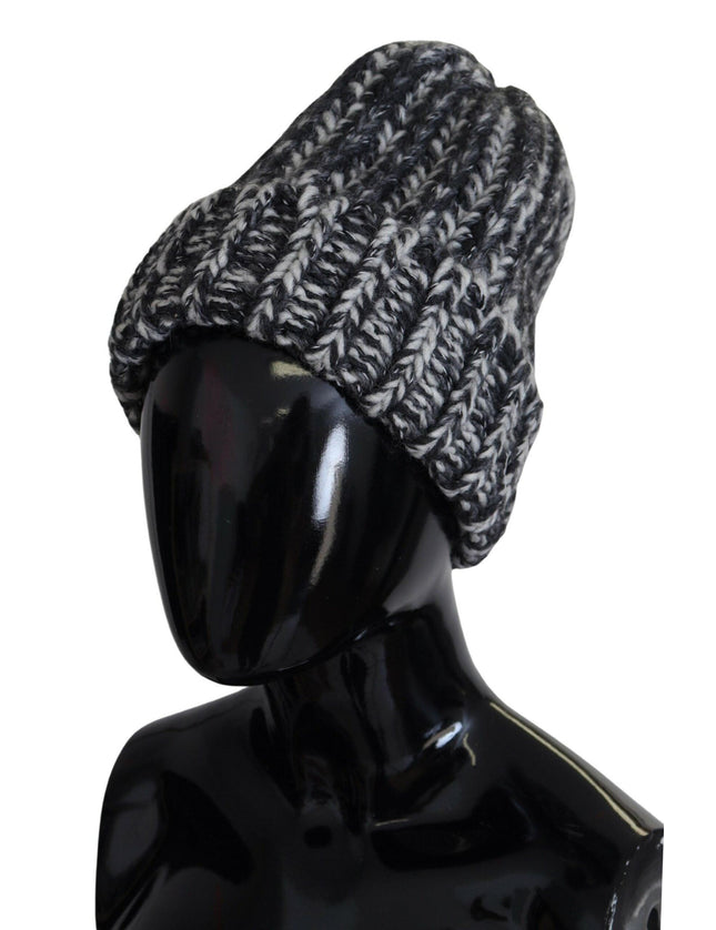 Dolce & Gabbana Black White Knitted Women Winter Beanie Cap Hat - Ellie Belle