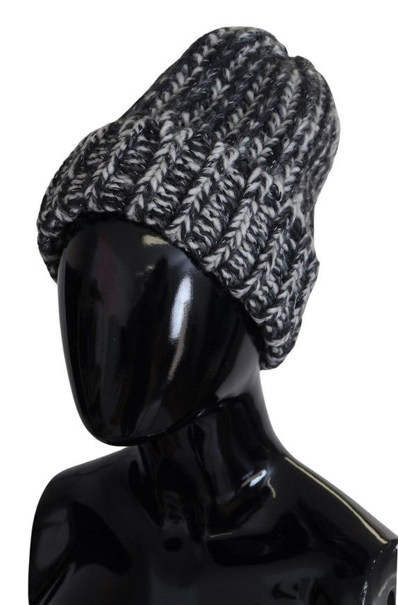 Dolce & Gabbana Black White Knitted Women Winter Beanie Cap Hat - Ellie Belle