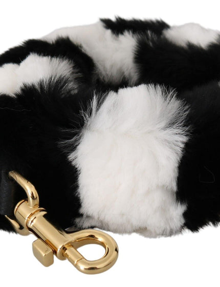 Dolce & Gabbana Black White Lapin Fur Accessory Shoulder Strap - Ellie Belle