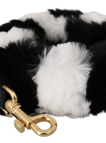 Dolce & Gabbana Black White Lapin Fur Accessory Shoulder Strap
