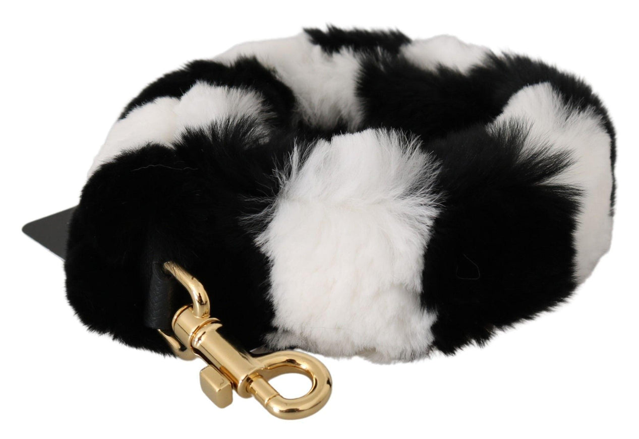 Dolce & Gabbana Black White Lapin Fur Accessory Shoulder Strap - Ellie Belle