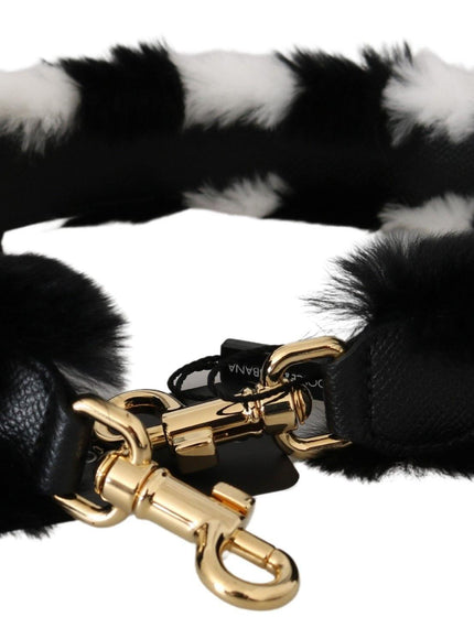 Dolce & Gabbana Black White Lapin Fur Accessory Shoulder Strap