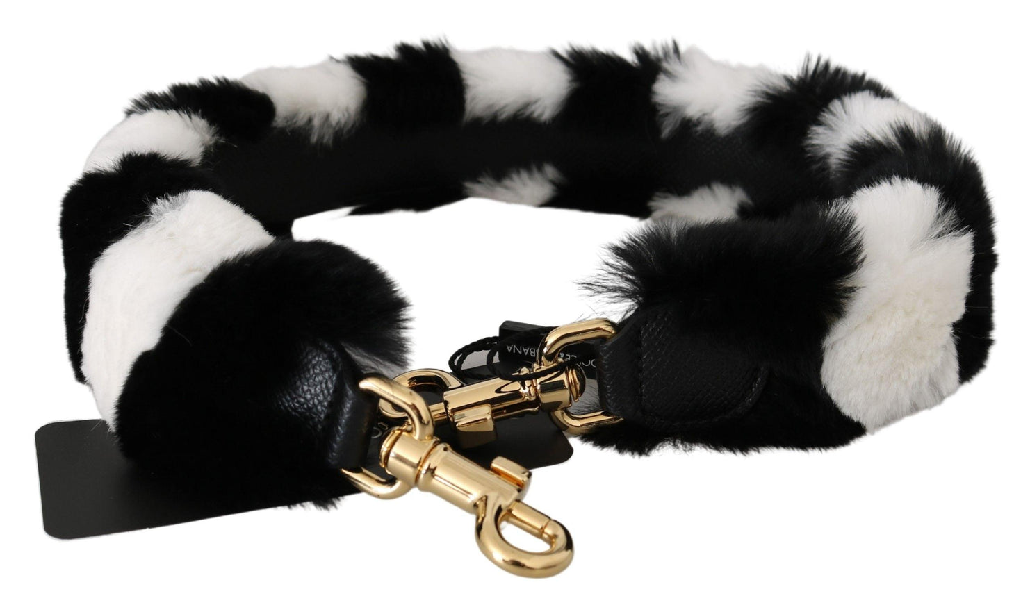 Dolce & Gabbana Black White Lapin Fur Accessory Shoulder Strap - Ellie Belle