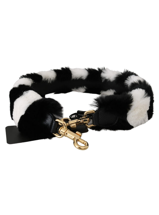 Dolce & Gabbana Black White Lapin Fur Accessory Shoulder Strap - Ellie Belle