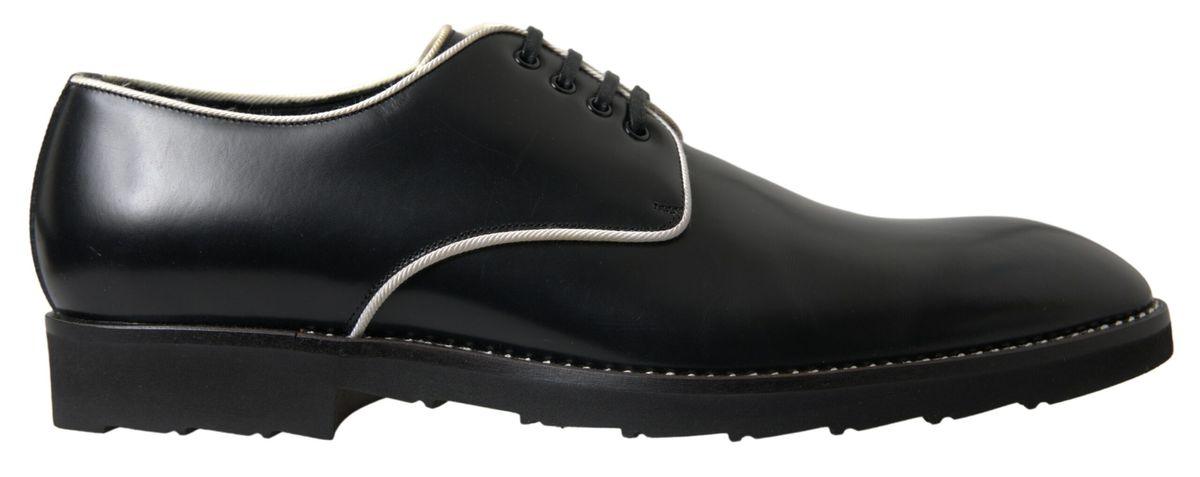 Dolce & Gabbana Black White Leather Formal Shoes - Ellie Belle