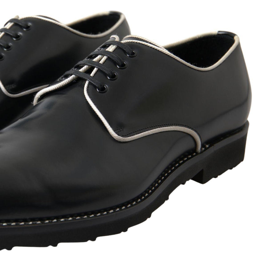 Dolce & Gabbana Black White Leather Formal Shoes - Ellie Belle