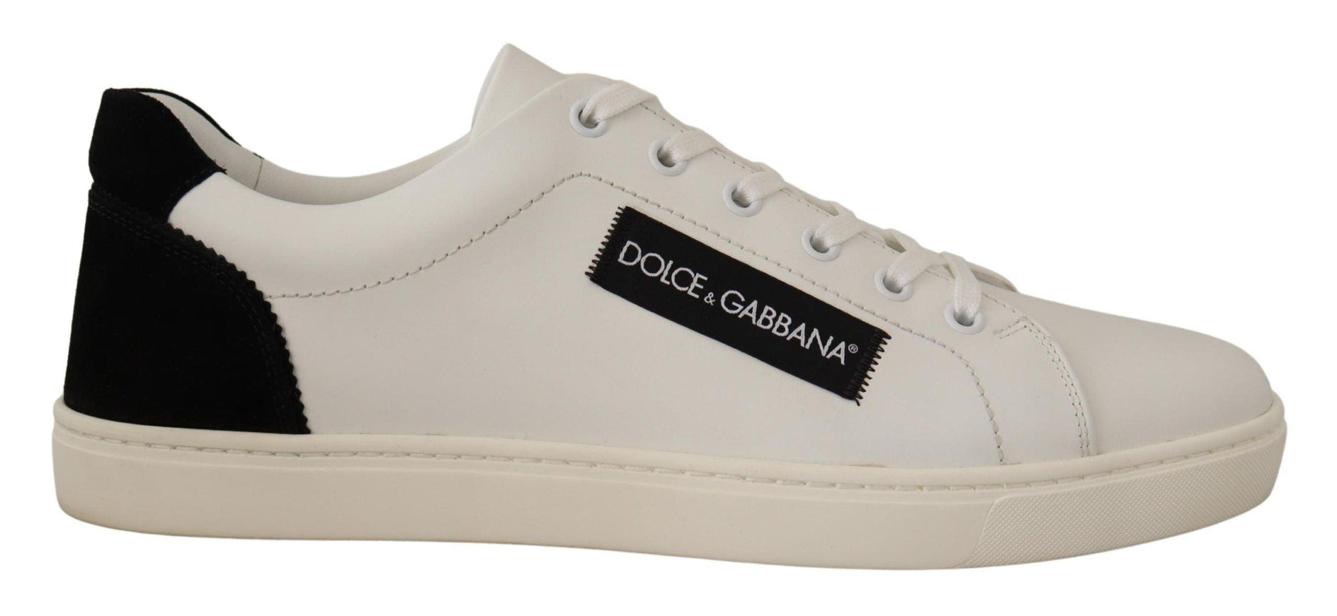 Dolce & Gabbana Black White Leather Low Top Sneakers - Ellie Belle