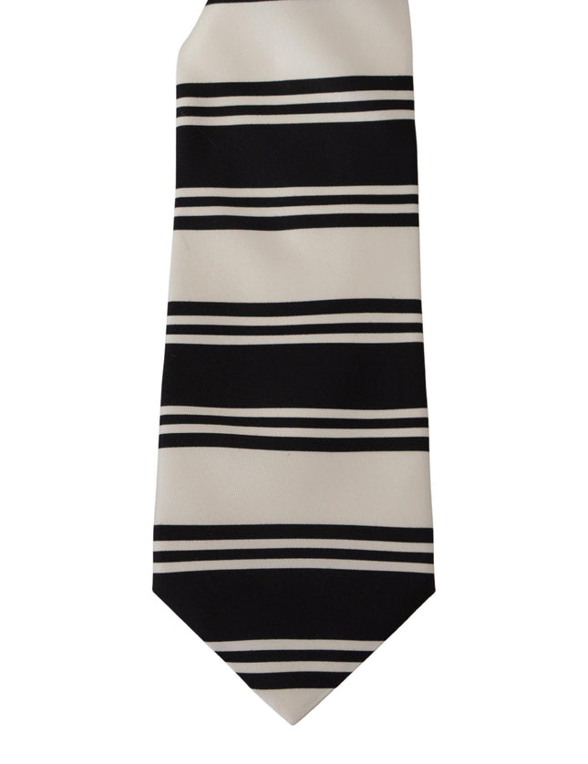 Dolce & Gabbana Black White Lining mens Necktie Accessory 100% Silk Tie - Ellie Belle