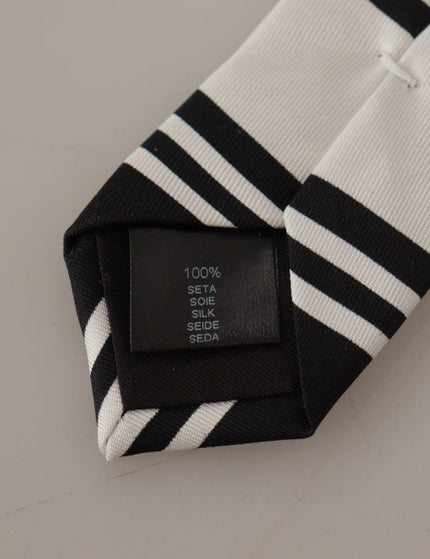 Dolce & Gabbana Black White Lining mens Necktie Accessory 100% Silk Tie - Ellie Belle