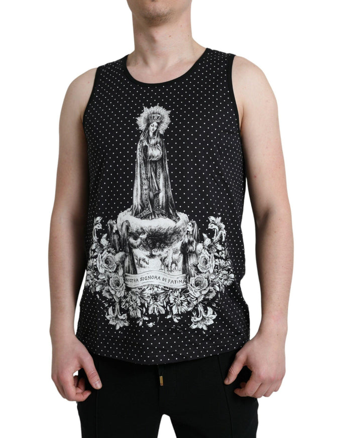 Dolce & Gabbana Black White Nostra Signora di Fatima Tank T-shirt - Ellie Belle