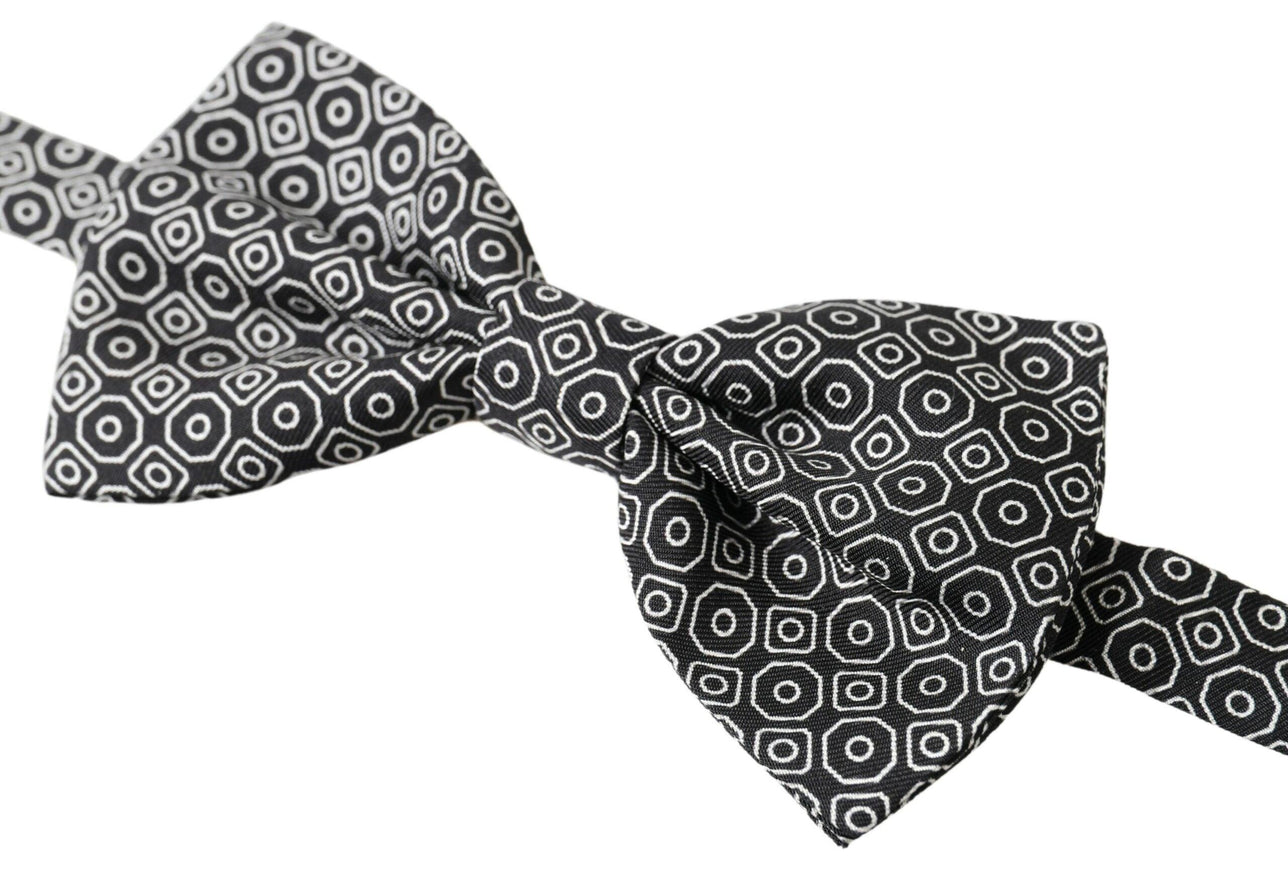 Dolce & Gabbana Black White Pattern Adjustable Neck Papillon Bow Tie - Ellie Belle