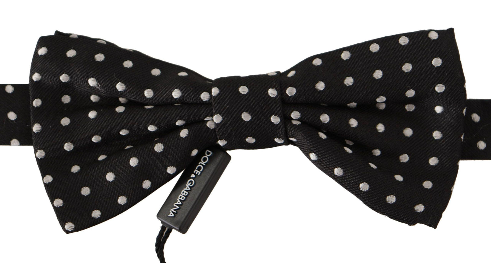 Dolce & Gabbana Black White Polka Dot 100% Silk Neck Papillon Bow Tie - Ellie Belle