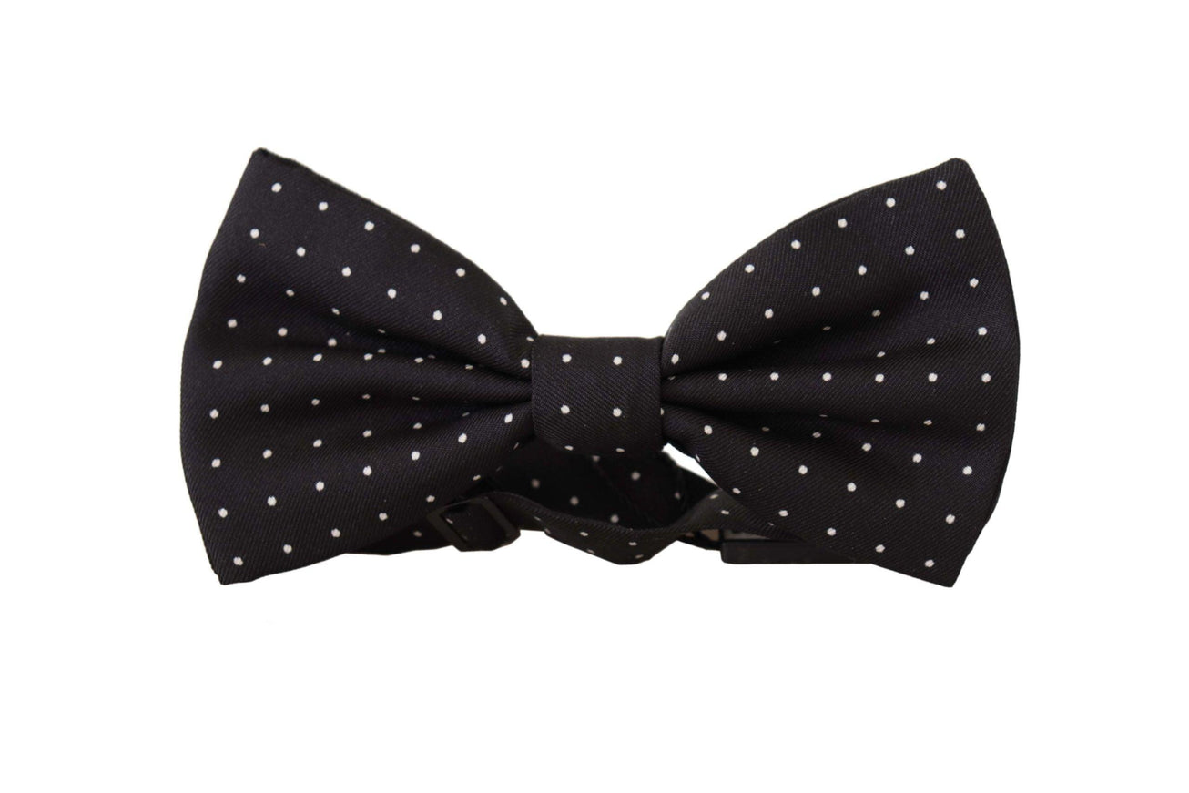 Dolce & Gabbana Black White Polka Dot 100% Silk Neck Papillon Tie - Ellie Belle