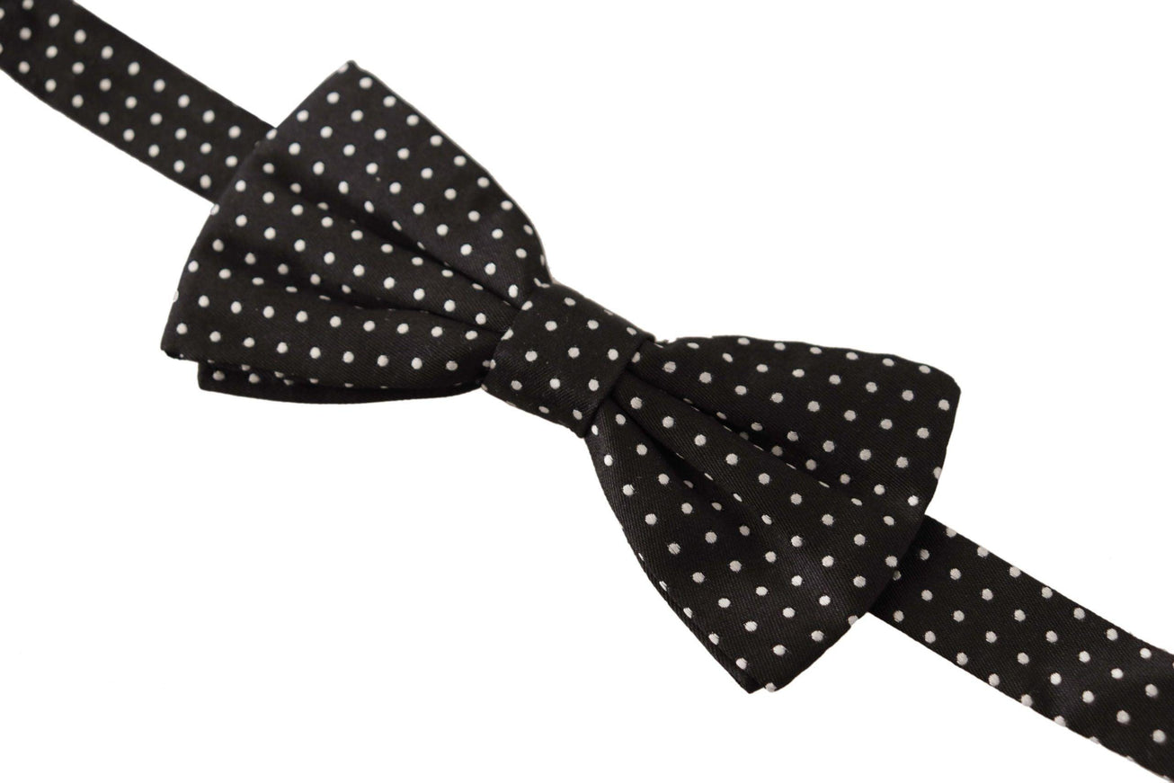 Dolce & Gabbana Black White Polka Dot 100% Silk Neck Papillon Tie - Ellie Belle