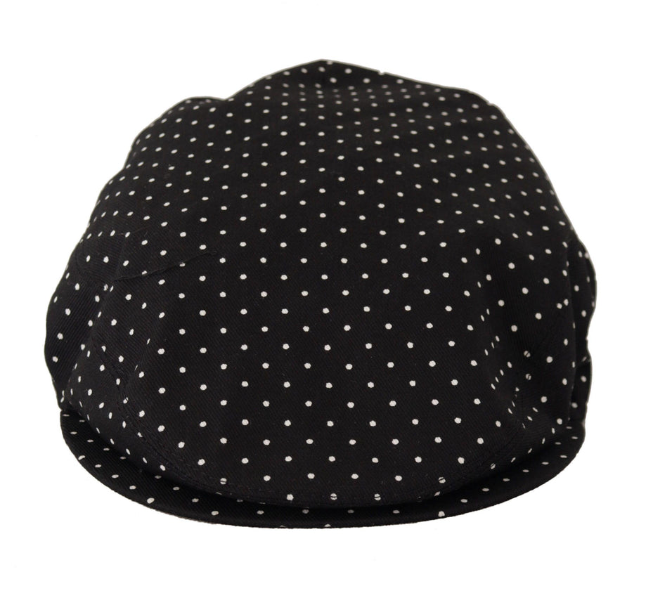 Dolce & Gabbana Black White Polka Dot Newsboy Men Capello Hat - Ellie Belle