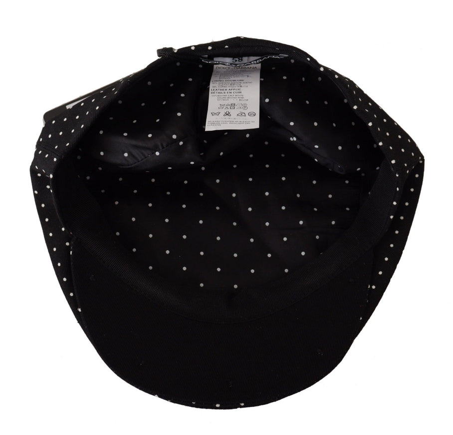 Dolce & Gabbana Black White Polka Dot Newsboy Men Capello Hat - Ellie Belle