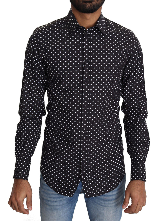 Dolce & Gabbana Black White Polka Dots Casual Shirt - Ellie Belle