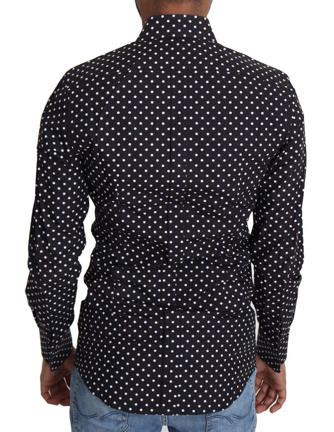 Dolce & Gabbana Black White Polka Dots Casual Shirt - Ellie Belle