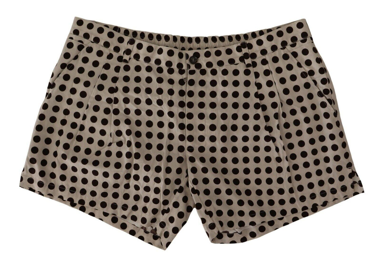 Dolce & Gabbana Black White Polka Dots Cotton Linen Shorts - Ellie Belle