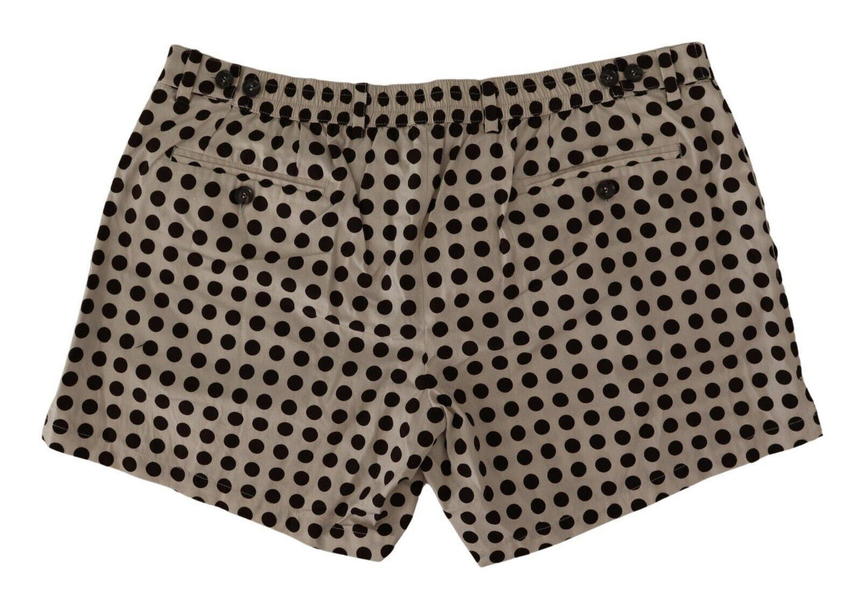 Dolce & Gabbana Black White Polka Dots Cotton Linen Shorts - Ellie Belle