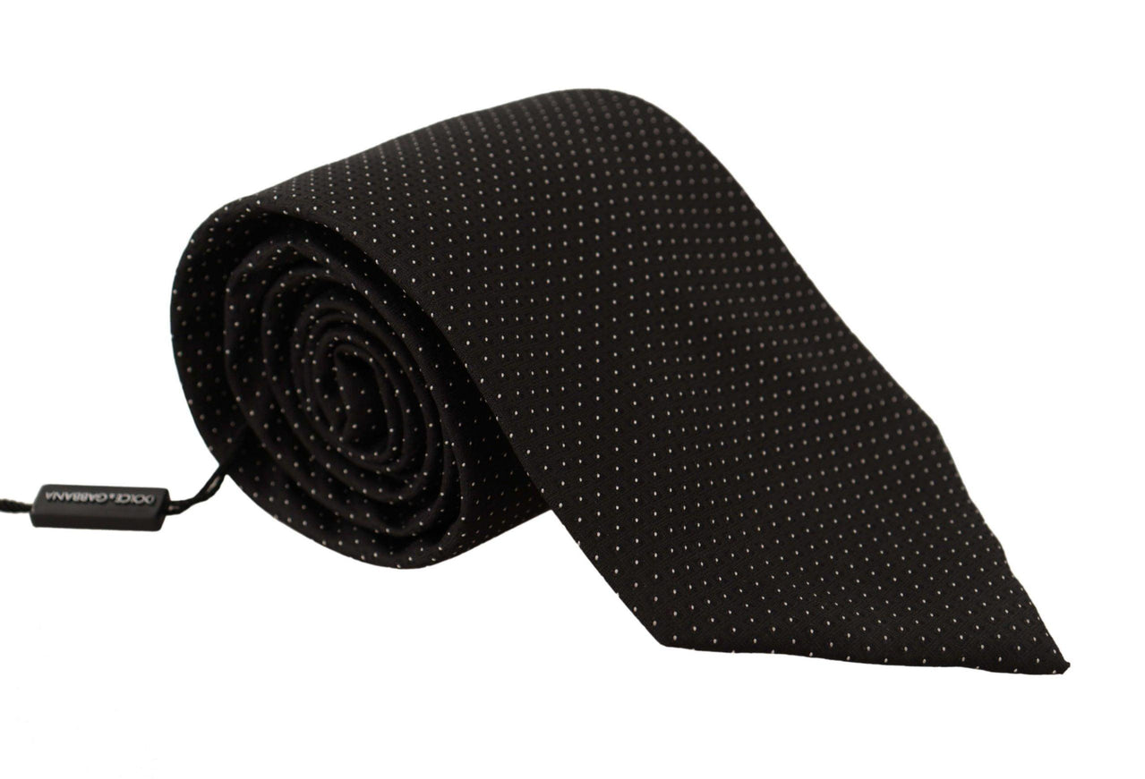 Dolce & Gabbana Black White Polka dots Silk Adjustable Tie - Ellie Belle