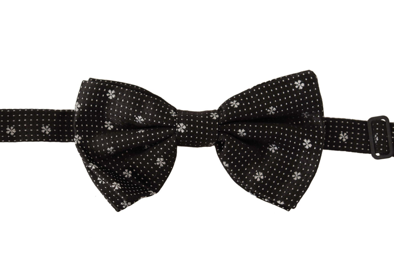 Dolce & Gabbana Black White Polka Dots Silk Neck Papillon Tie - Ellie Belle