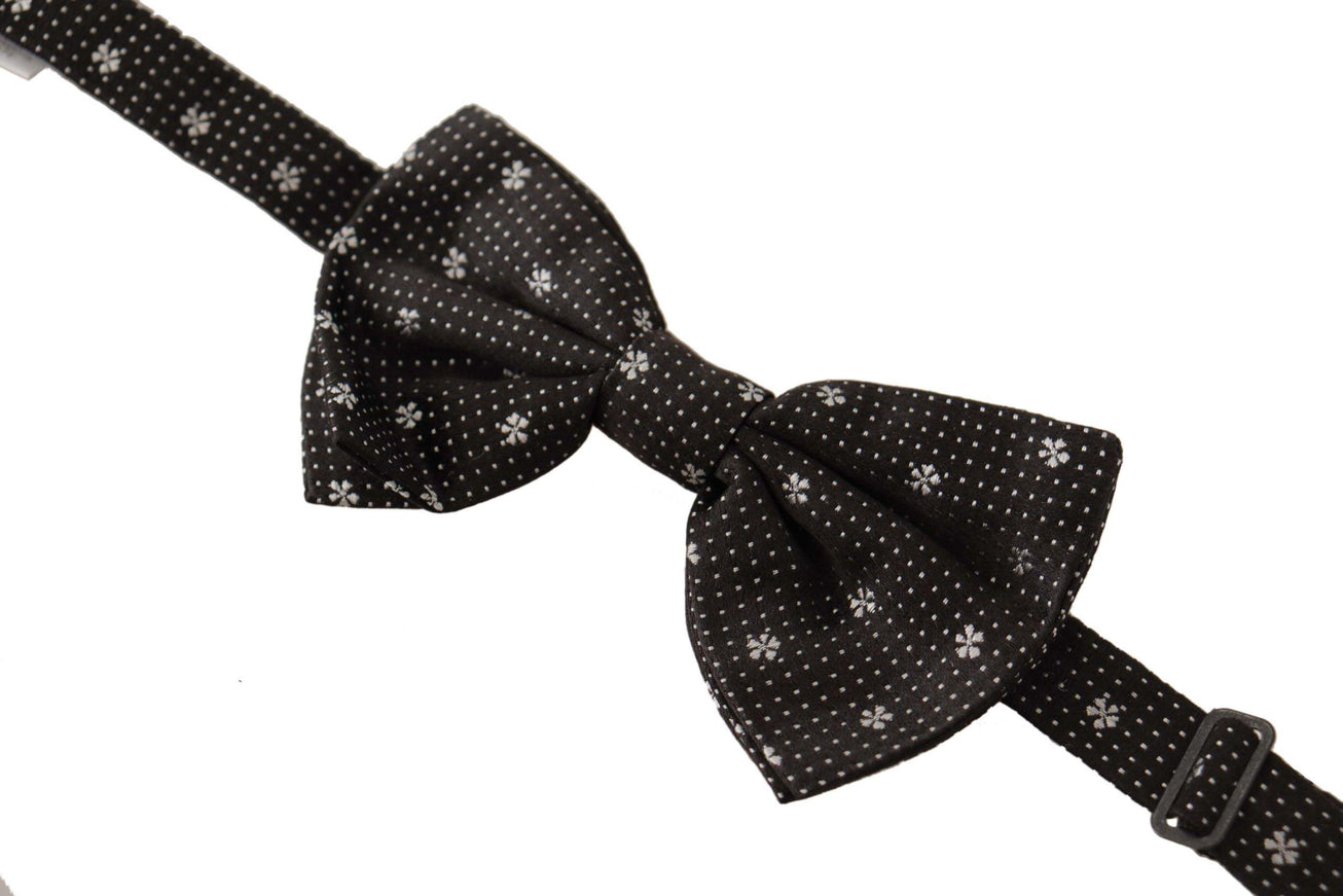 Dolce & Gabbana Black White Polka Dots Silk Neck Papillon Tie - Ellie Belle