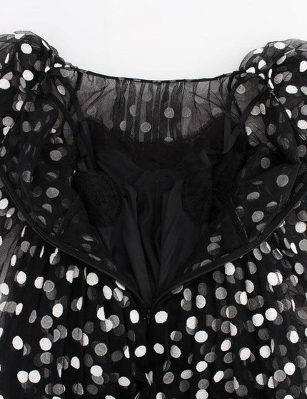 Dolce & Gabbana Black White Polka Dotted Ruffled Dress - Ellie Belle
