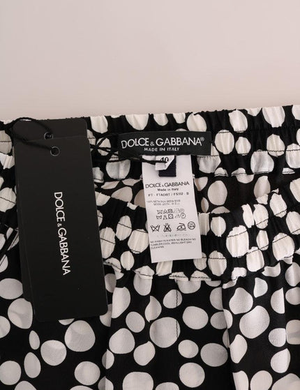 Dolce & Gabbana Black White Polka Dottes Silk Pants