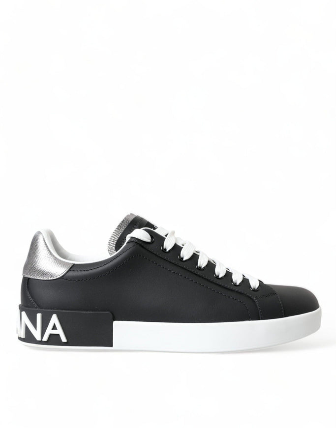 Dolce & Gabbana Black White Portofino Low Top Sneakers Men Shoes - Ellie Belle