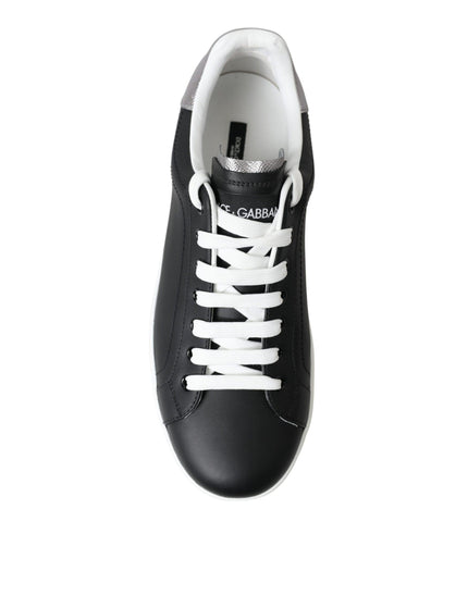 Dolce & Gabbana Black White Portofino Low Top Sneakers Men Shoes - Ellie Belle