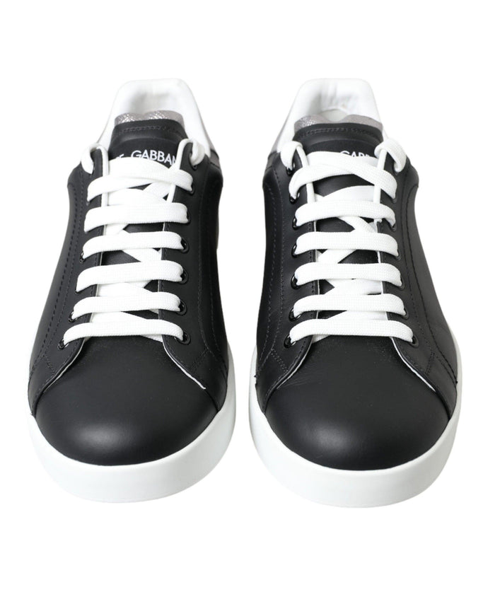 Dolce & Gabbana Black White Portofino Low Top Sneakers Men Shoes - Ellie Belle