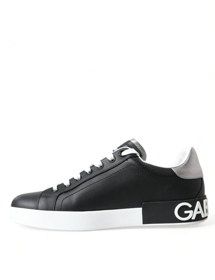 Dolce & Gabbana Black White Portofino Low Top Sneakers Men Shoes - Ellie Belle
