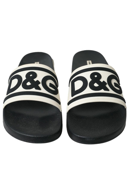 Dolce & Gabbana Black White Rubber Sandals Slippers Men Shoes - Ellie Belle