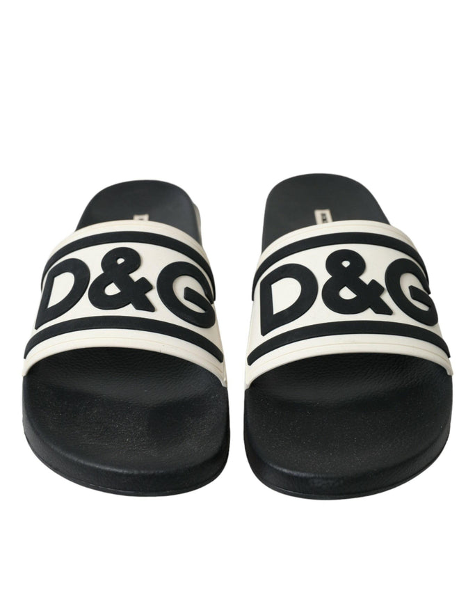 Dolce & Gabbana Black White Rubber Sandals Slippers Men Shoes - Ellie Belle