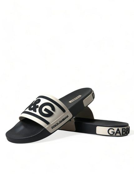 Dolce & Gabbana Black White Rubber Sandals Slippers Men Shoes - Ellie Belle