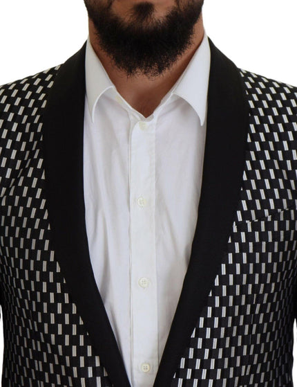 Dolce & Gabbana Black White Silk MARTINI Slim Fit Suit - Ellie Belle