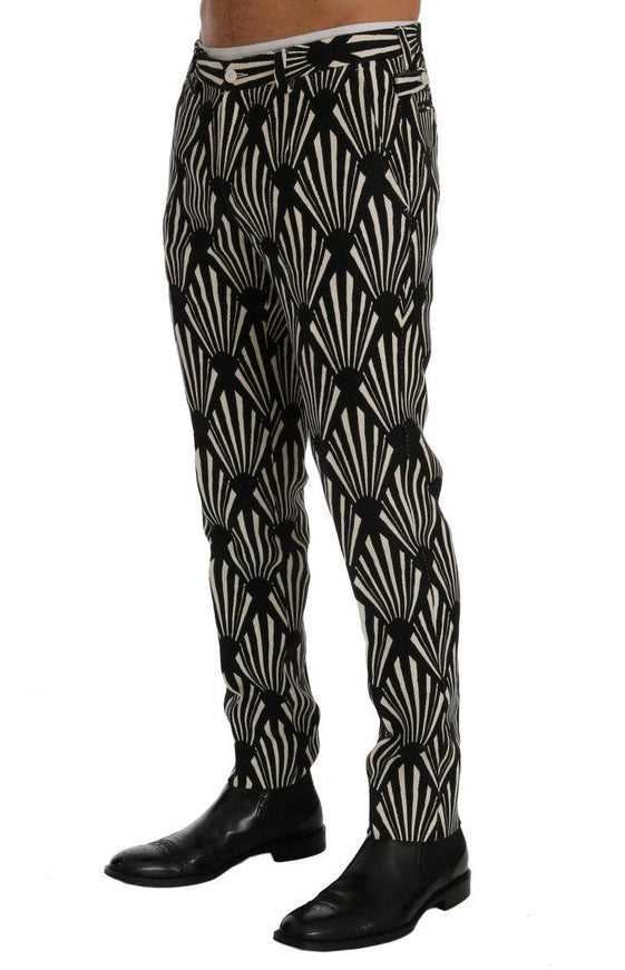 Dolce & Gabbana Black White Slim Fit Hemp Linen Pants - Ellie Belle