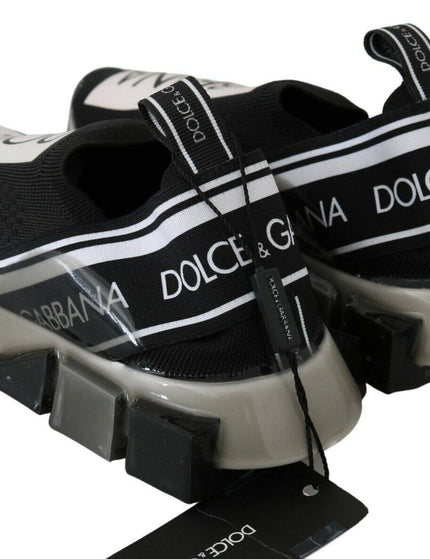 Dolce & Gabbana Black White SORRENTO Sport Stretch Sneakers - Ellie Belle