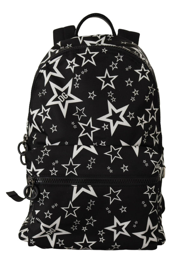 Dolce & Gabbana Black White Star Print Adjustable Backpack Bag - Ellie Belle