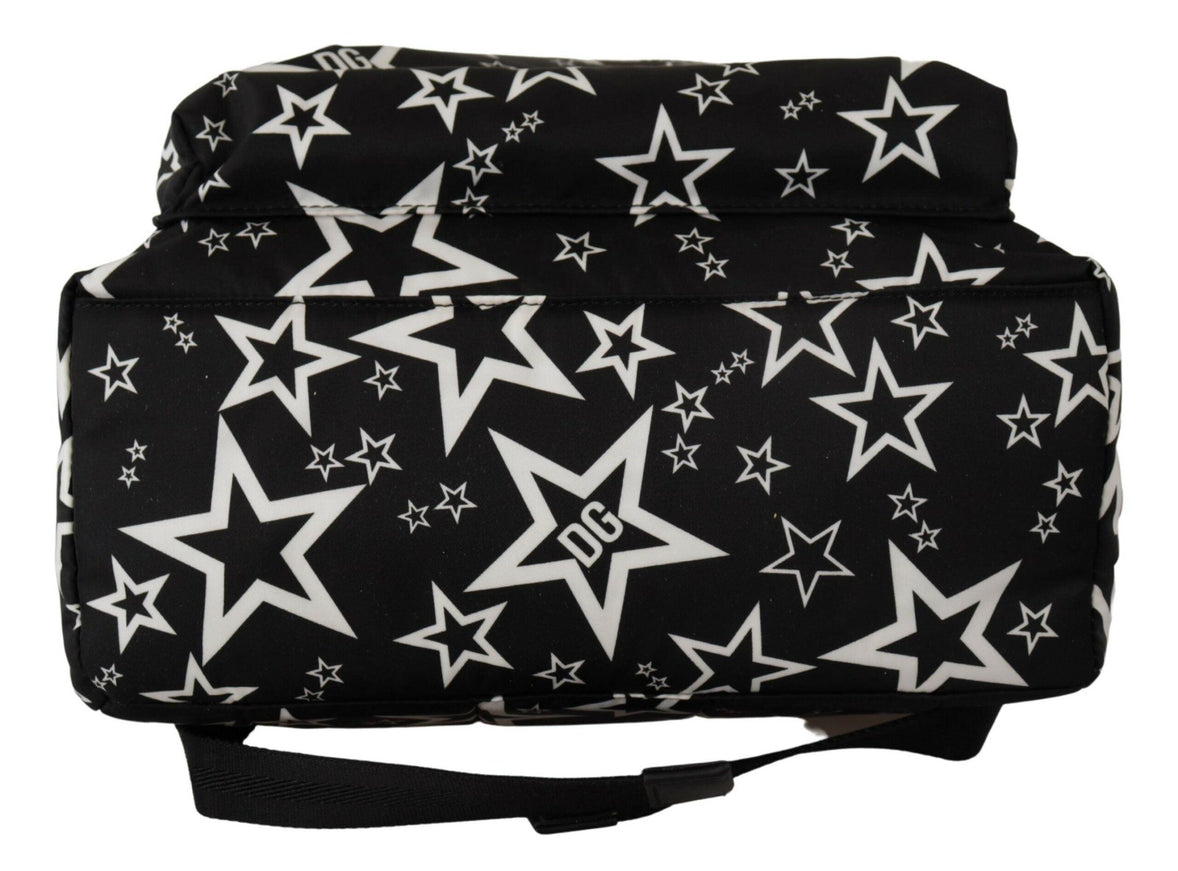 Dolce & Gabbana Black White Star Print Adjustable Backpack Bag - Ellie Belle