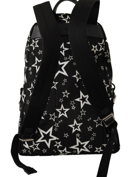 Dolce & Gabbana Black White Star Print Adjustable Backpack Bag - Ellie Belle