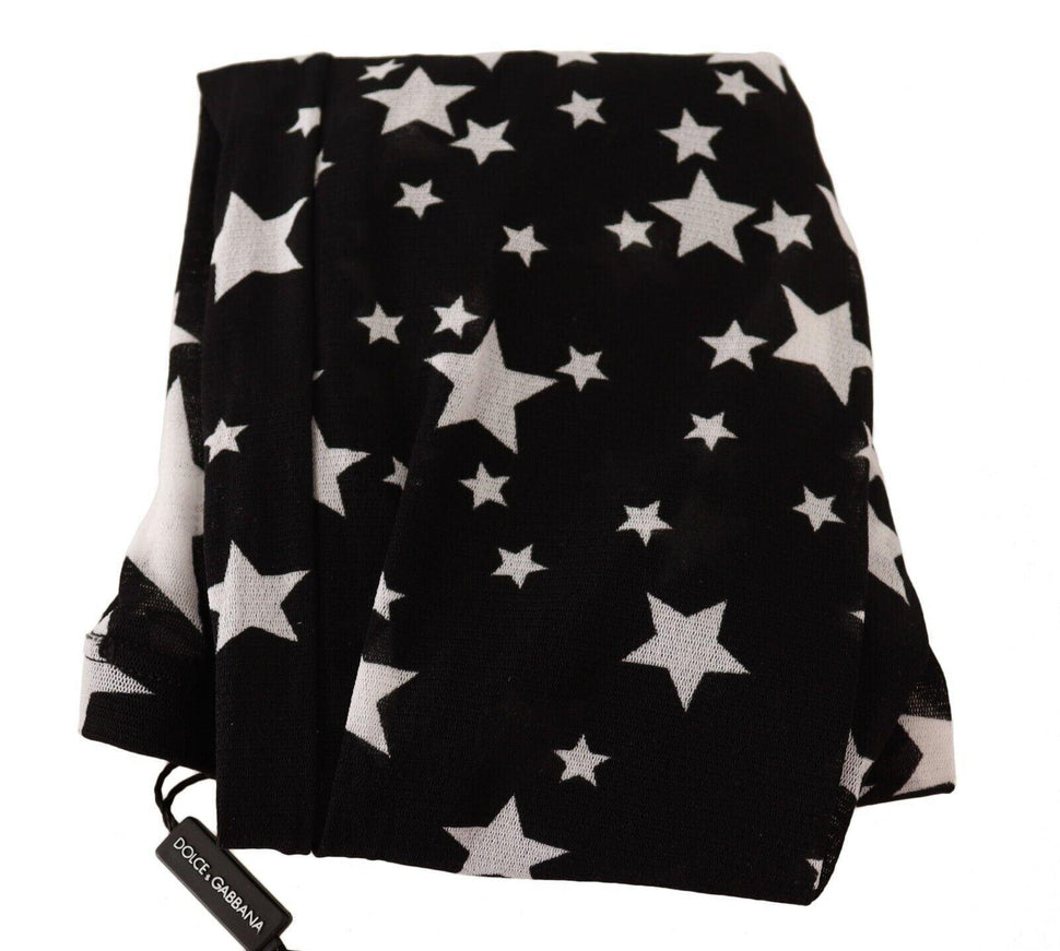 Dolce & Gabbana Black White Stars Print Nylon Stockings - Ellie Belle