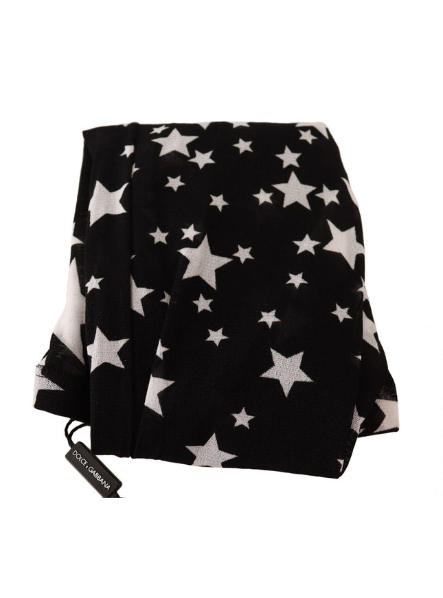 Dolce & Gabbana Black White Stars Print Nylon Stockings - Ellie Belle