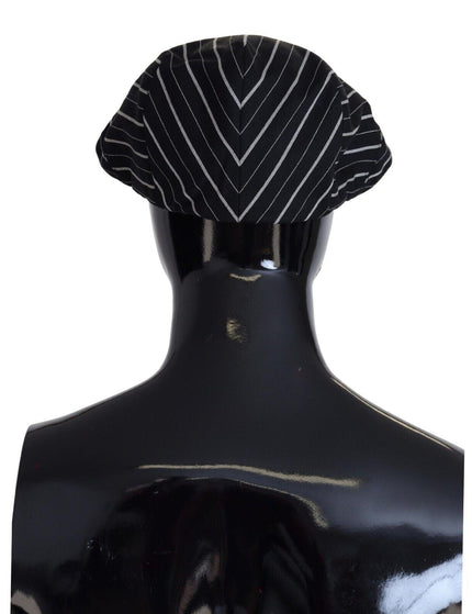 Dolce & Gabbana Black White Stripe Pattern Newsboy Hat - Ellie Belle