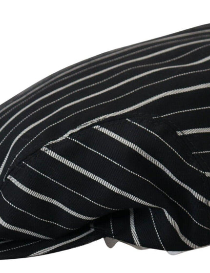 Dolce & Gabbana Black White Stripe Pattern Newsboy Hat - Ellie Belle